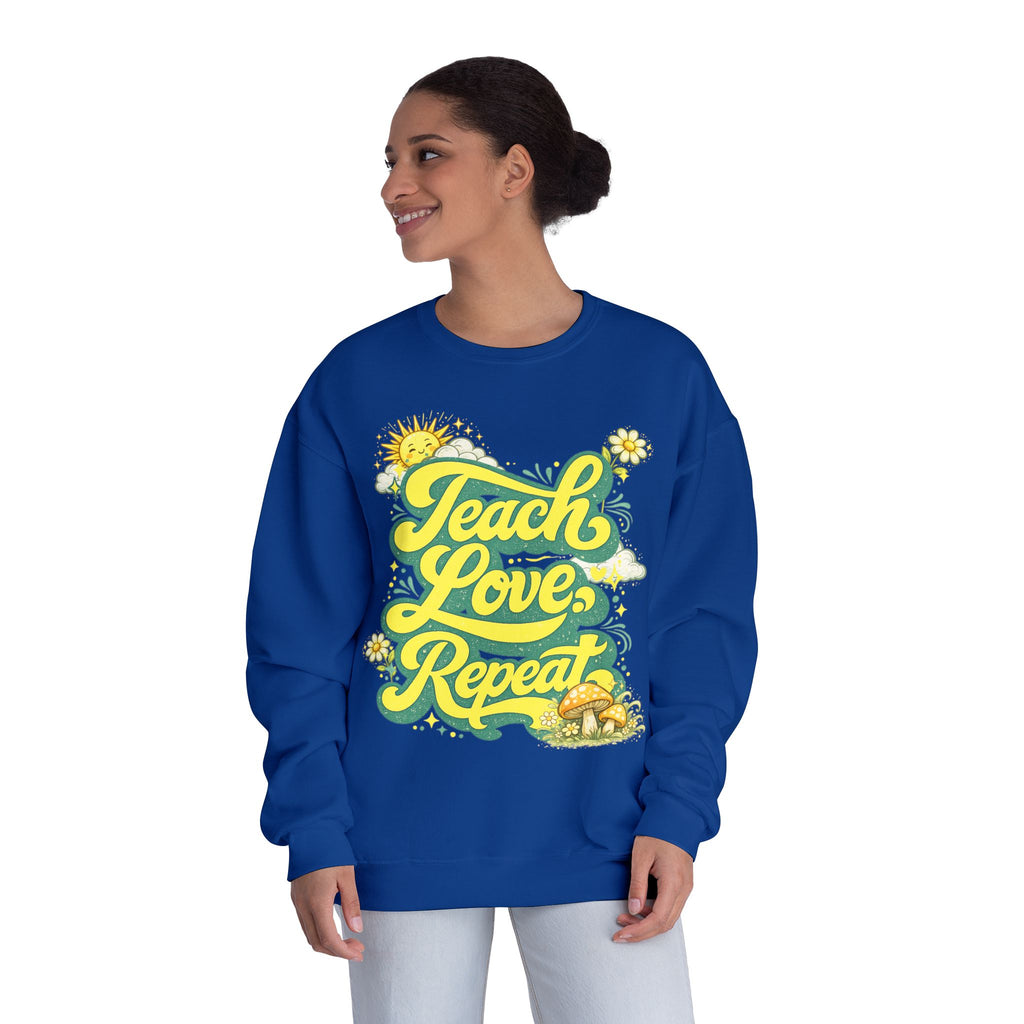 Teach Love Repeat Sweatshirt — Retro Teacher Crewneck