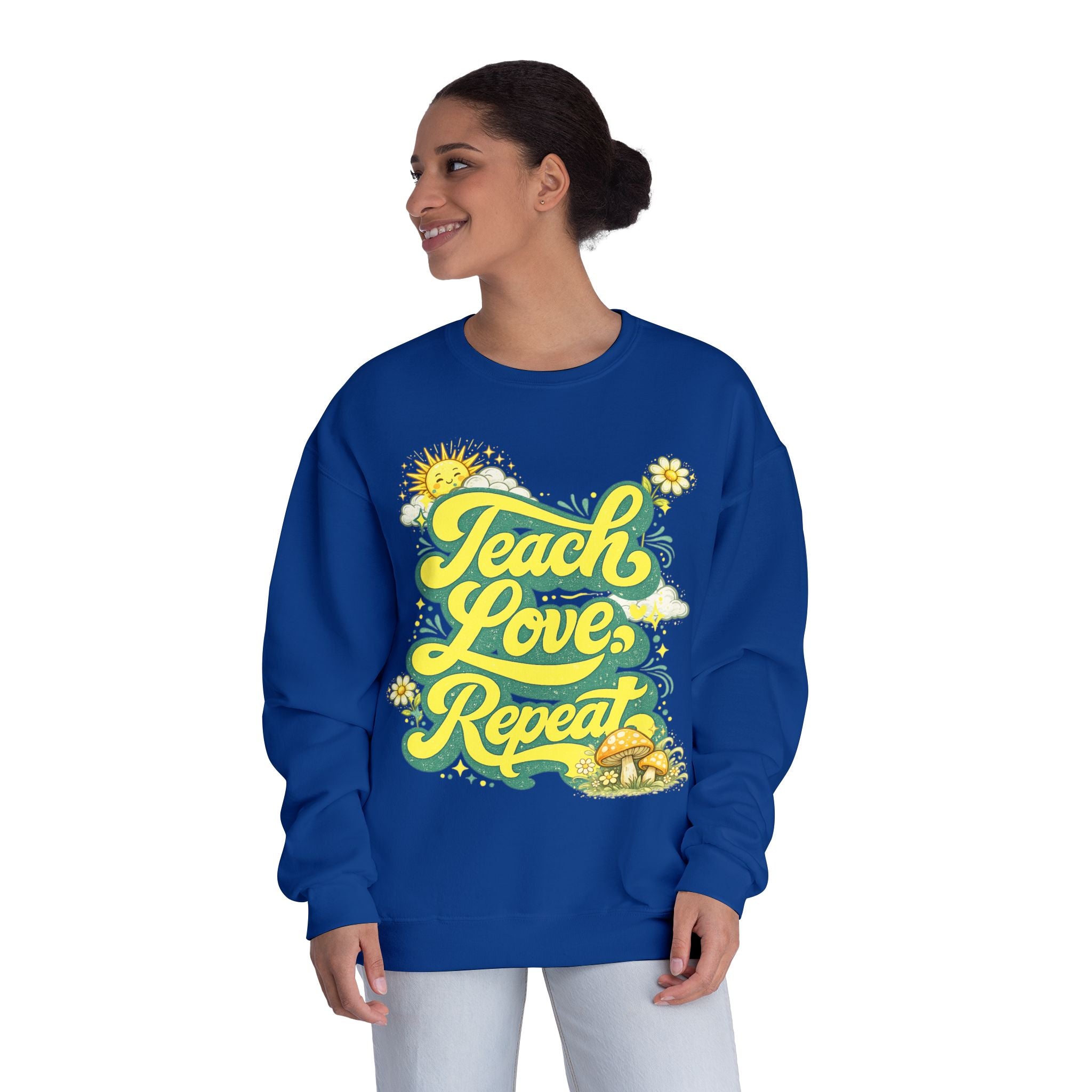Teach Love Repeat Sweatshirt — Retro Teacher Crewneck