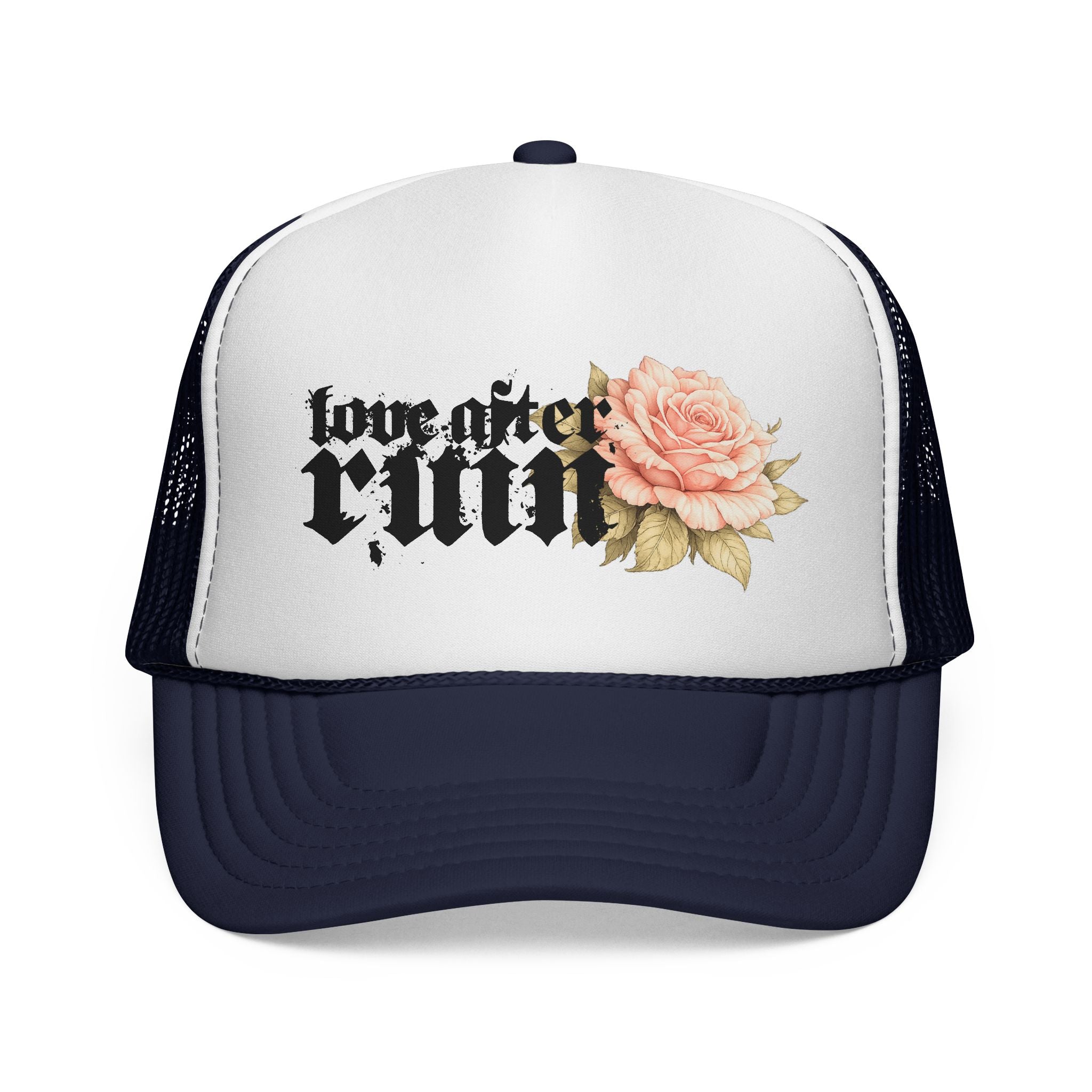 Trucker Cap — ‘Love After Ruin’ Floral Gothic Mesh Hat