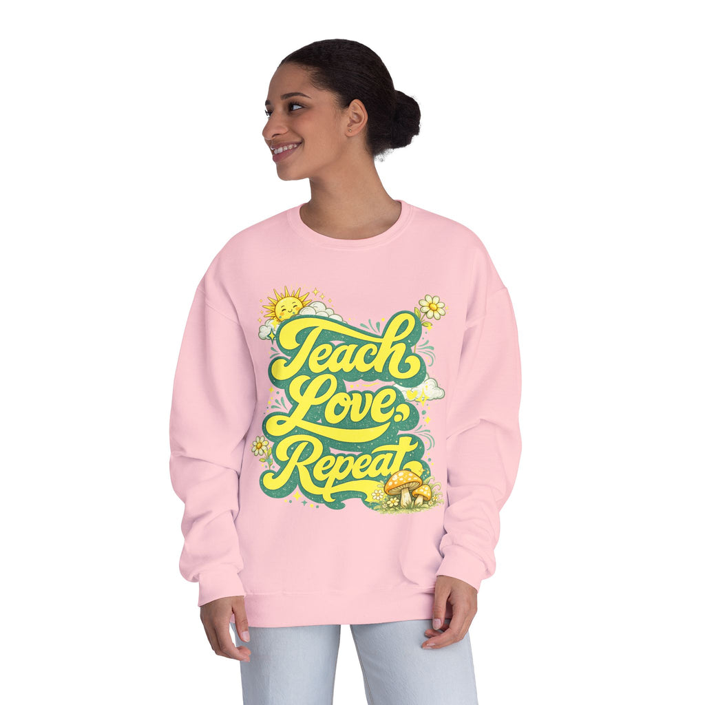 Teach Love Repeat Sweatshirt — Retro Teacher Crewneck