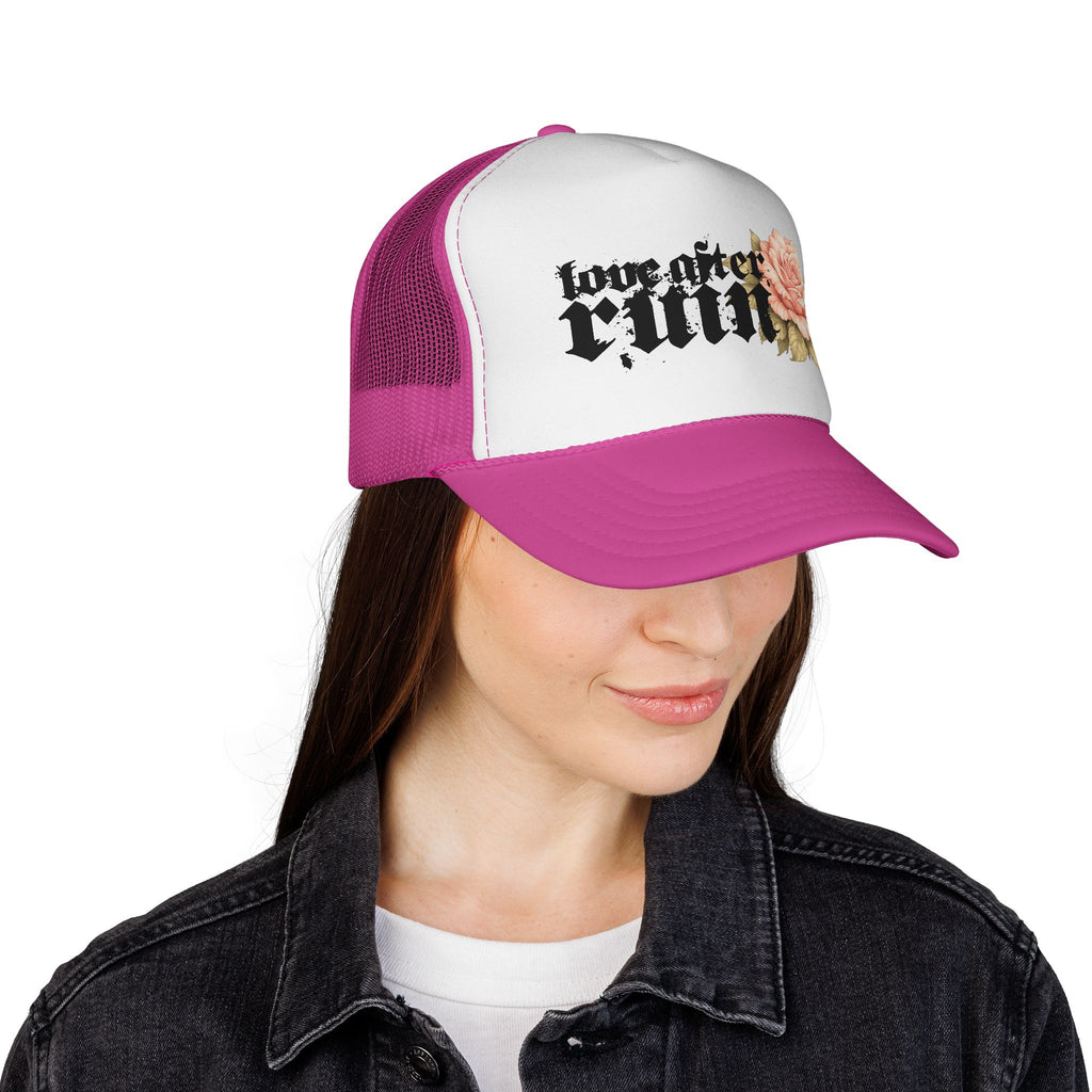 Trucker Cap — ‘Love After Ruin’ Floral Gothic Mesh Hat