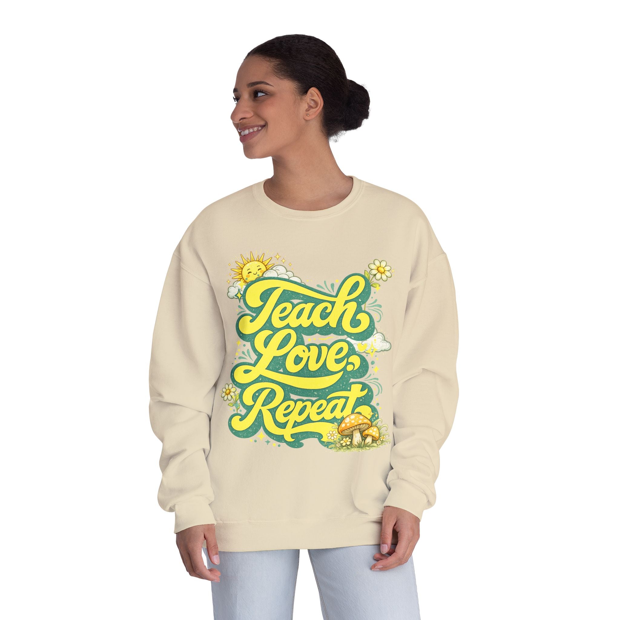 Teach Love Repeat Sweatshirt — Retro Teacher Crewneck
