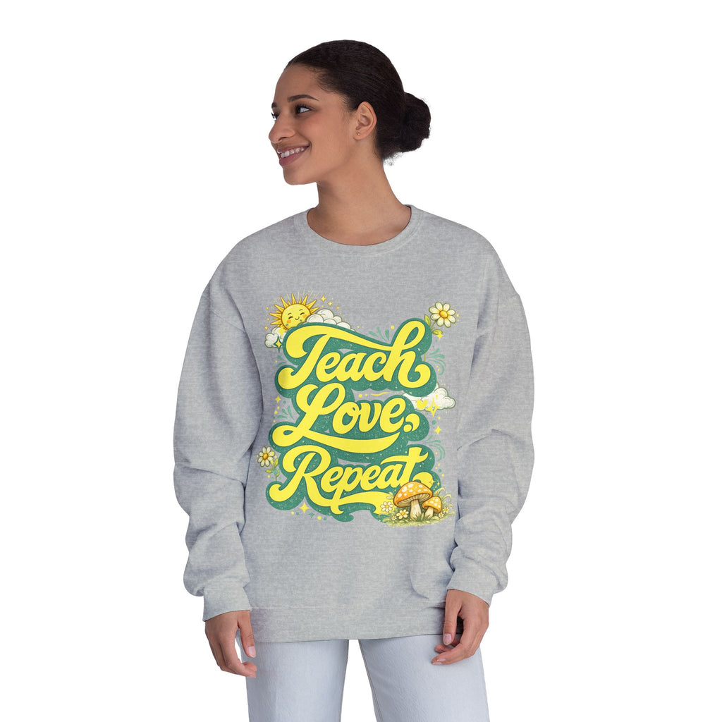 Teach Love Repeat Sweatshirt — Retro Teacher Crewneck