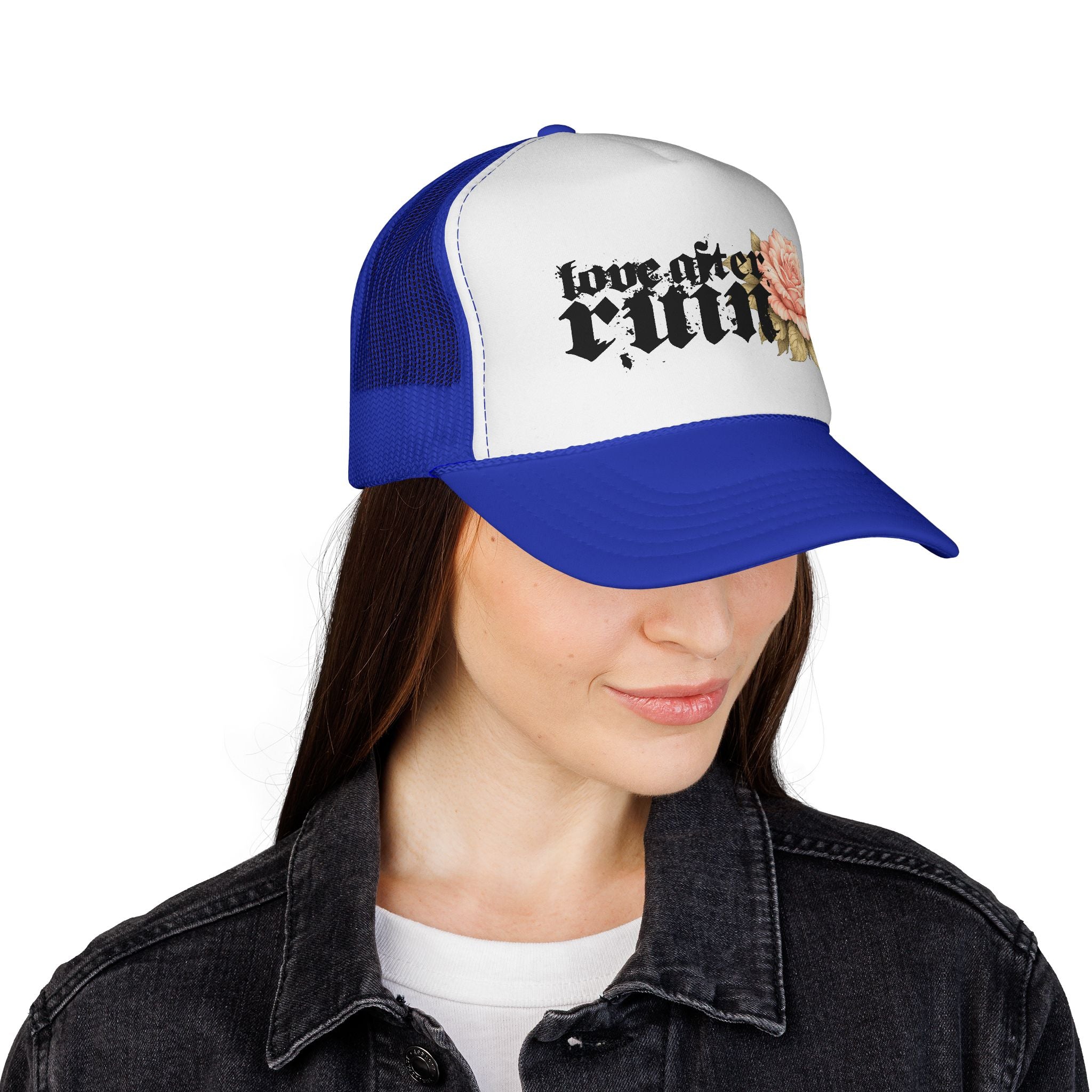 Trucker Cap — ‘Love After Ruin’ Floral Gothic Mesh Hat
