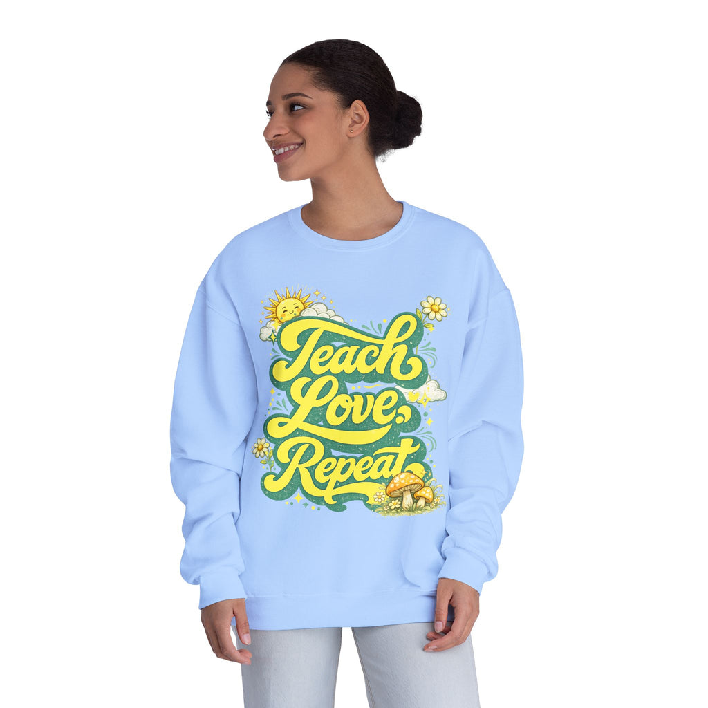 Teach Love Repeat Sweatshirt — Retro Teacher Crewneck
