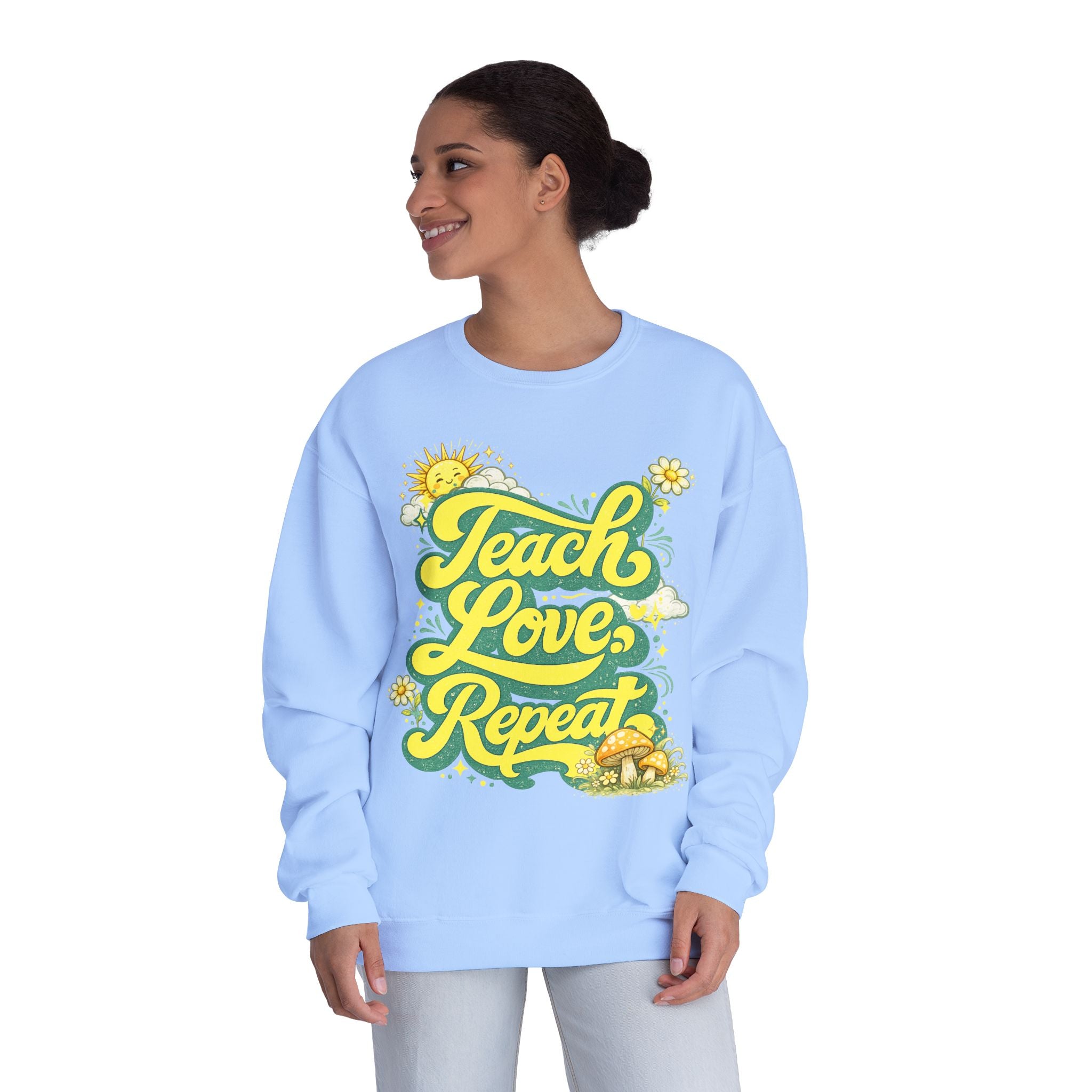 Teach Love Repeat Sweatshirt — Retro Teacher Crewneck