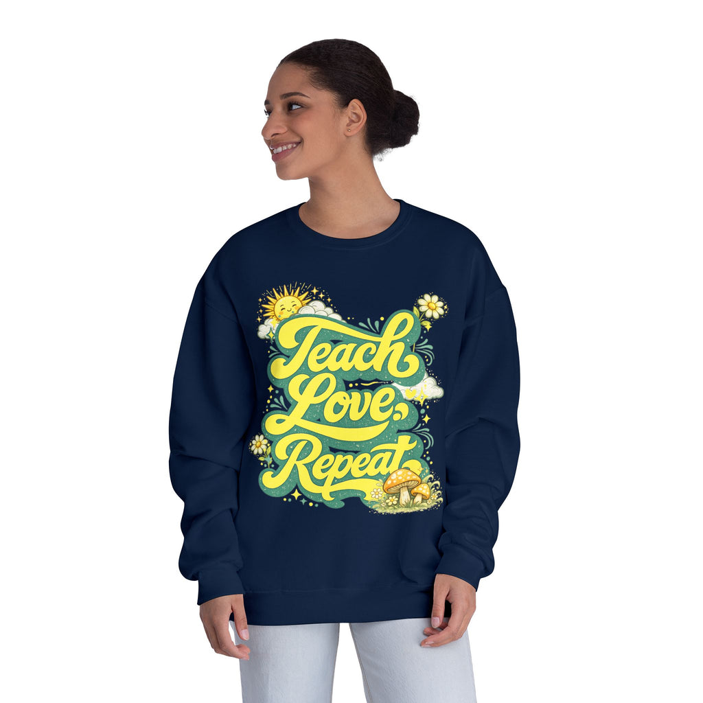 Teach Love Repeat Sweatshirt — Retro Teacher Crewneck