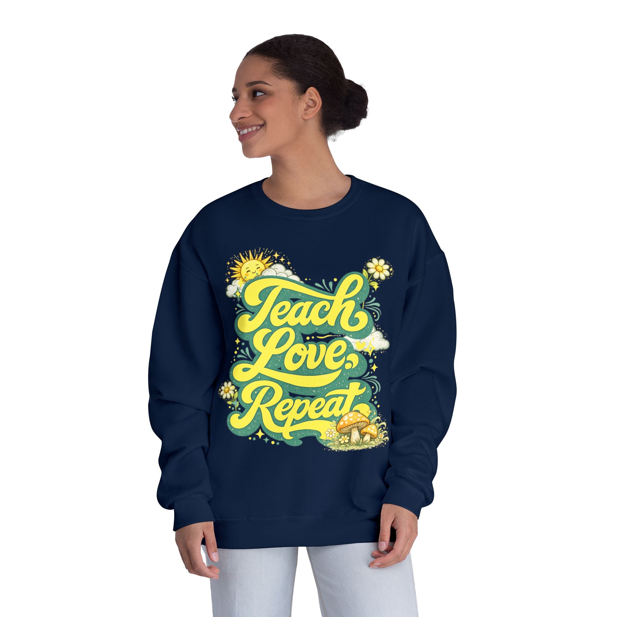 Teach Love Repeat Sweatshirt — Retro Teacher Crewneck