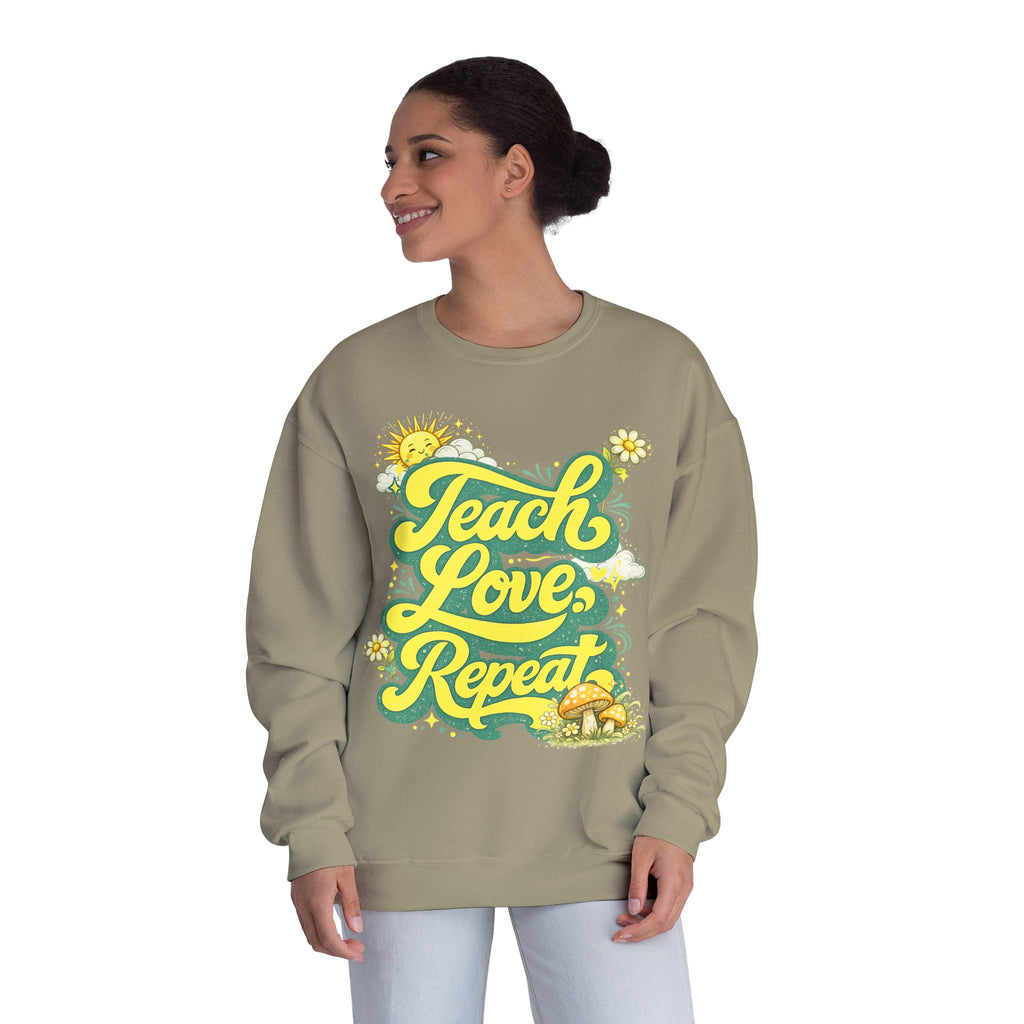 Teach Love Repeat Sweatshirt — Retro Teacher Crewneck