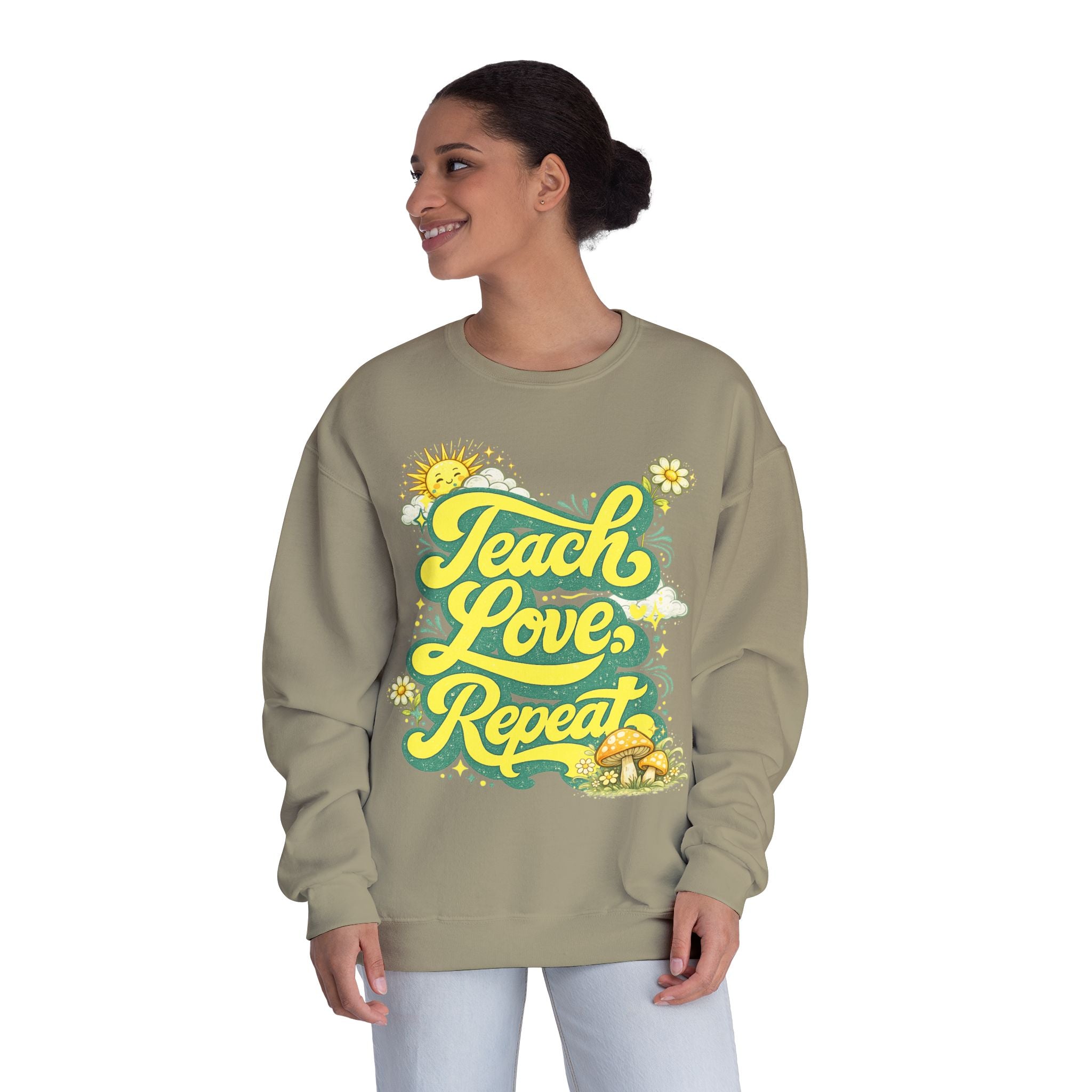 Teach Love Repeat Sweatshirt — Retro Teacher Crewneck