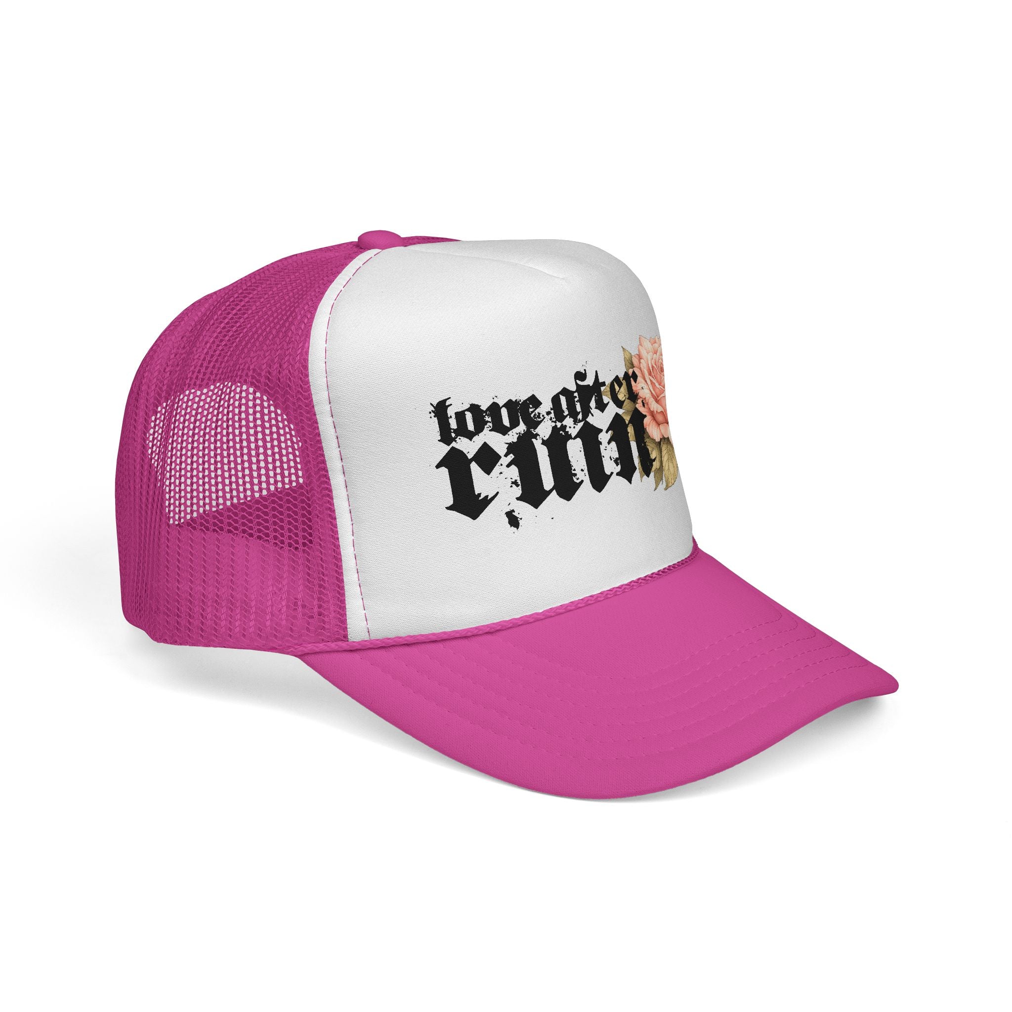 Trucker Cap — ‘Love After Ruin’ Floral Gothic Mesh Hat