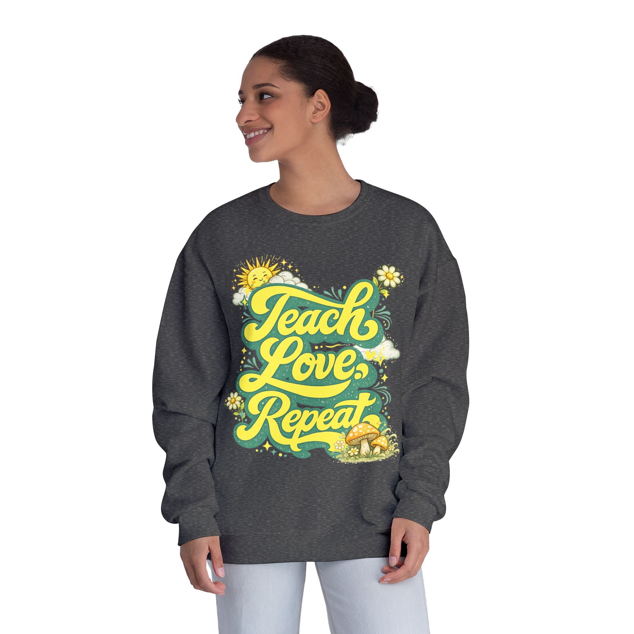 Teach Love Repeat Sweatshirt — Retro Teacher Crewneck