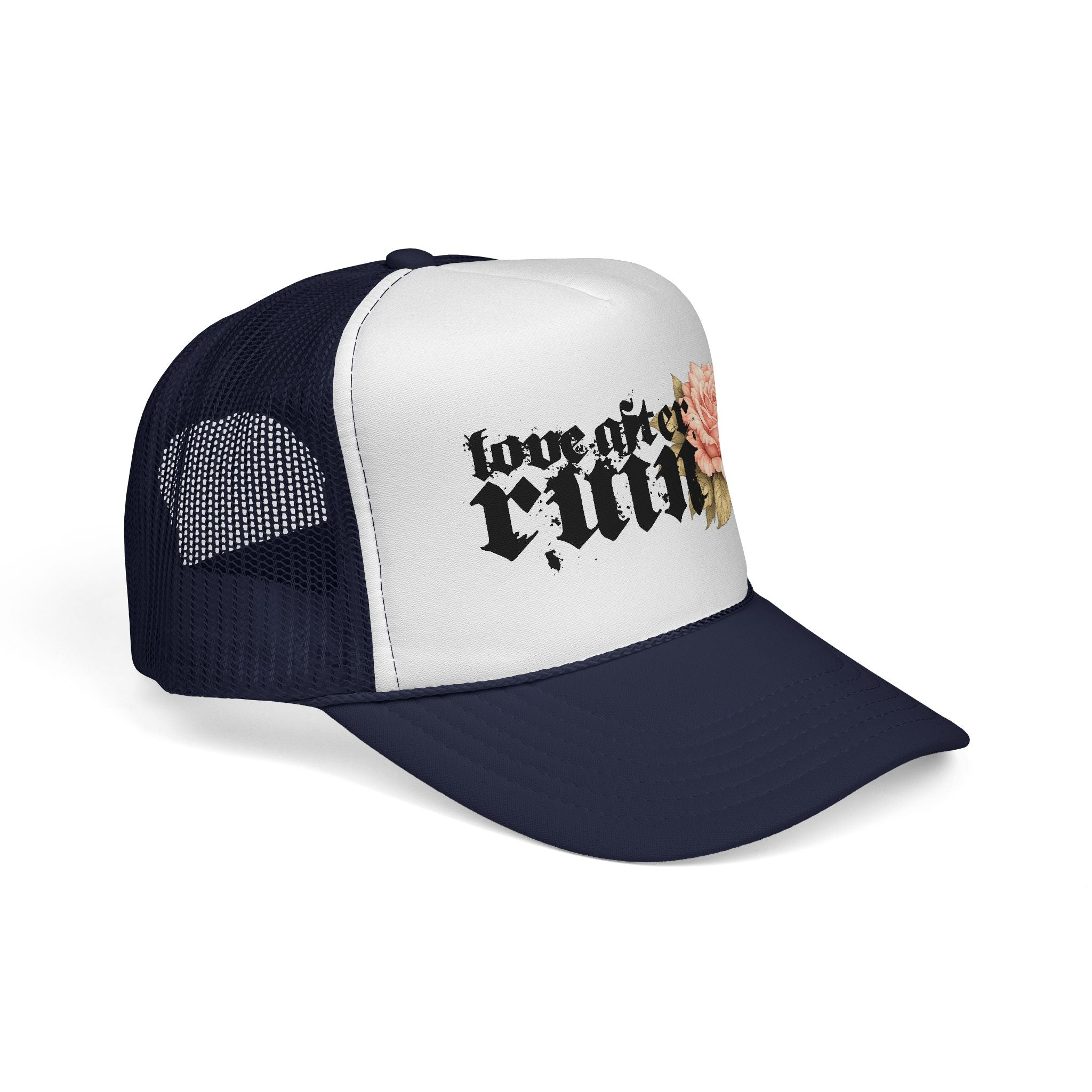 Trucker Cap — ‘Love After Ruin’ Floral Gothic Mesh Hat