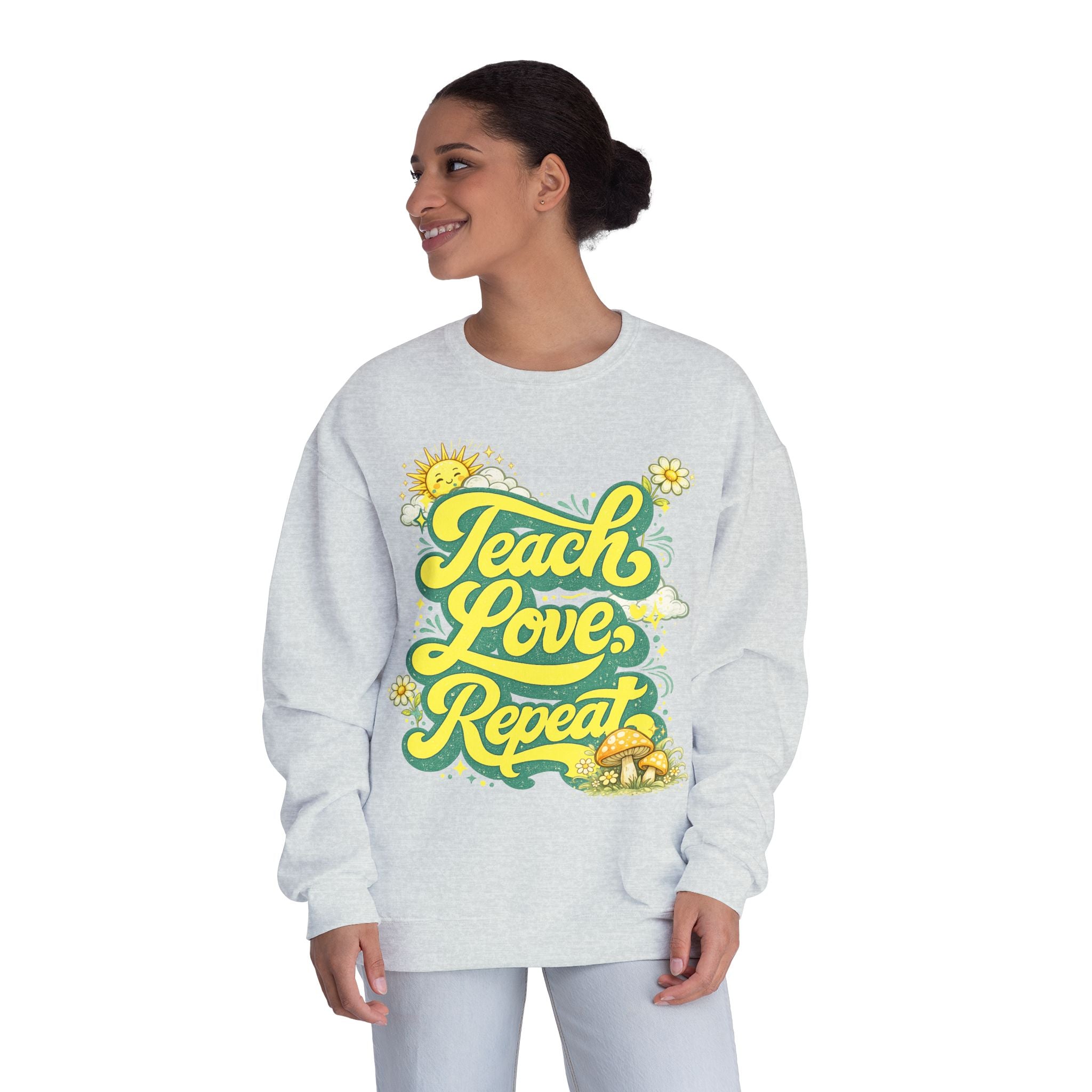 Teach Love Repeat Sweatshirt — Retro Teacher Crewneck