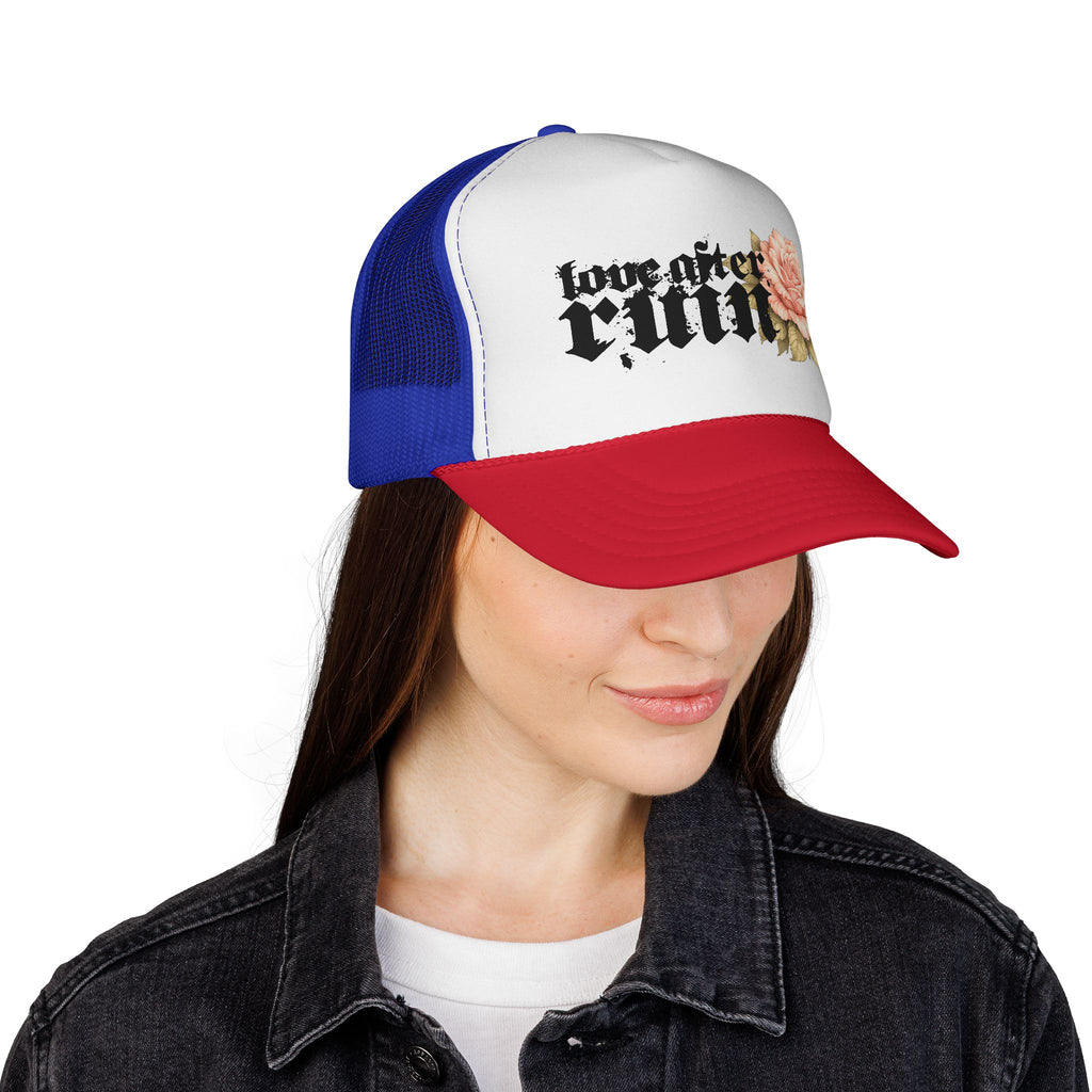 Trucker Cap — ‘Love After Ruin’ Floral Gothic Mesh Hat