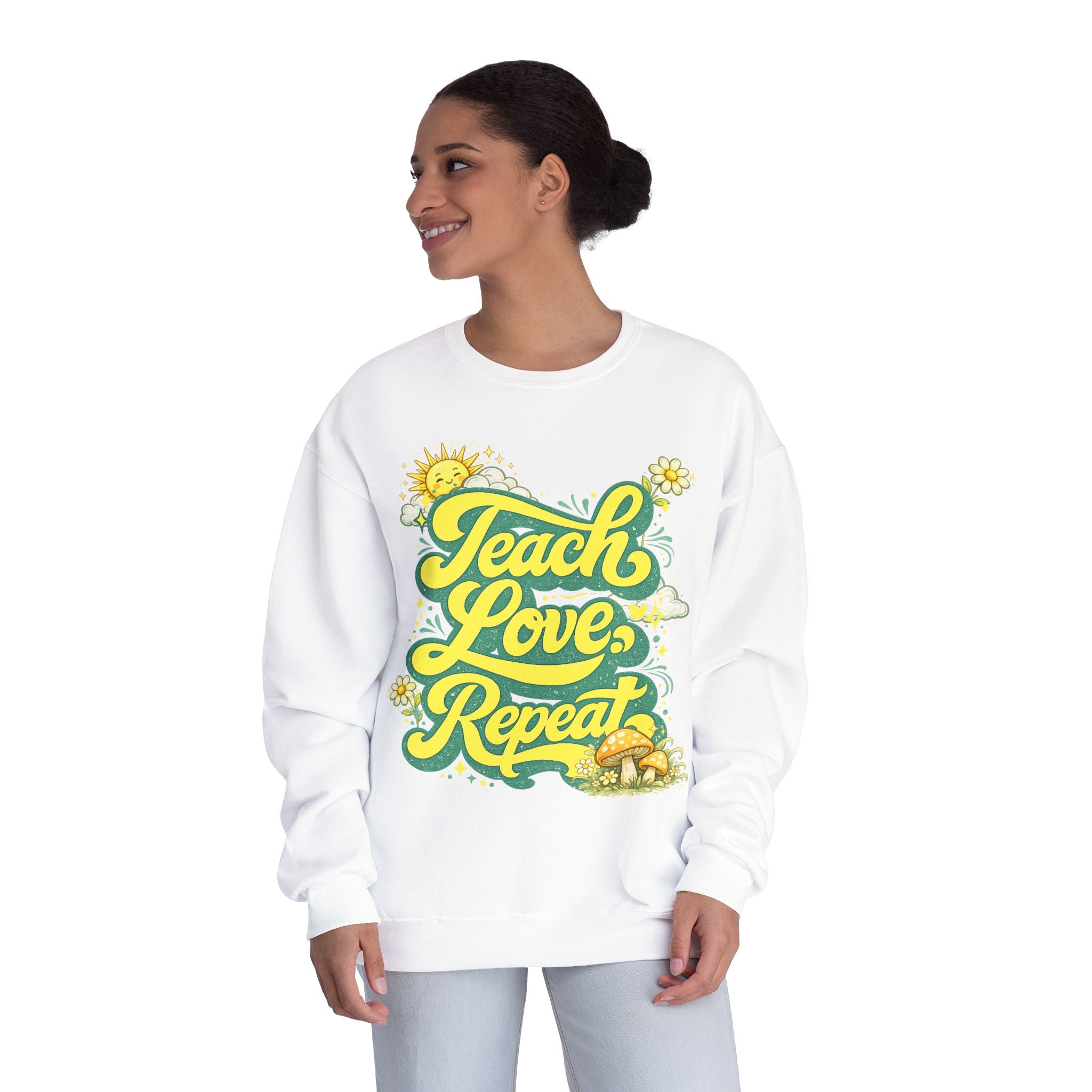 Teach Love Repeat Sweatshirt — Retro Teacher Crewneck