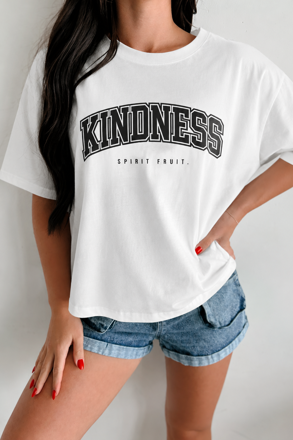 Kindness Graphic Tee — 'KINDNESS' Arch Collegiate Shirt (Spirit Fruit)