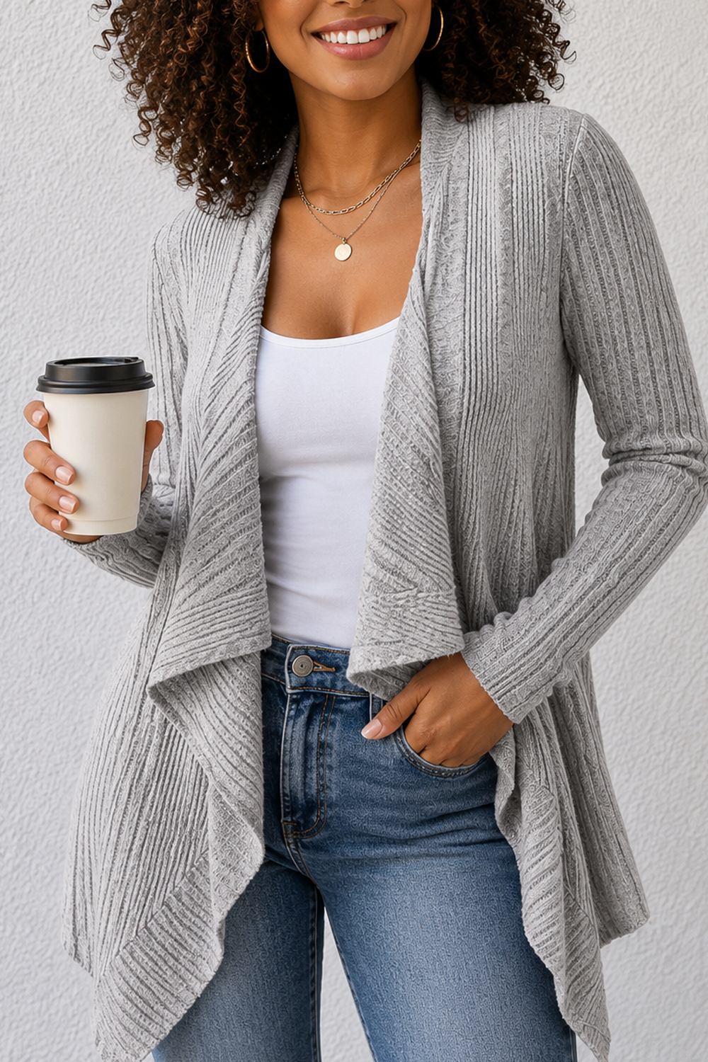 Open Front Long Sleeve Cardigan